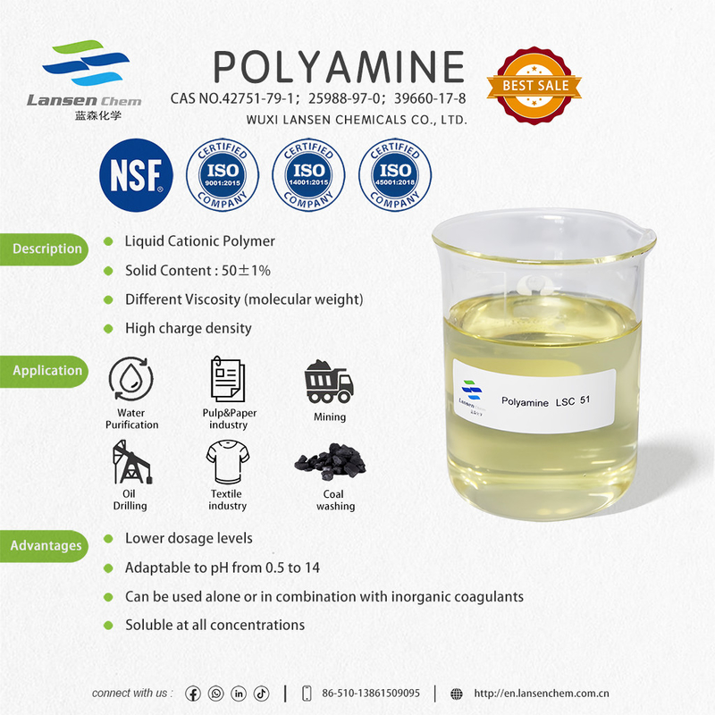 Chemische stoffen voor het zuiveren van water met cationische polyamine voor de behandeling en verkleuring van afvalwater in de textielindustrie