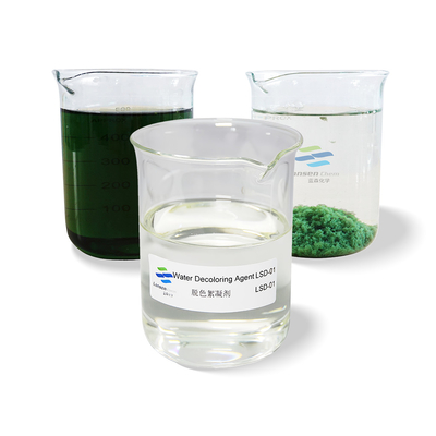 Waterverfmiddel PolyDCD Dicyandiamide Formaldehyde Hars Quaternary Ammonium Cationic Copolymer Uitstekende efficiëntie bij het verkleuren,flocculeren en verwijderen van COD